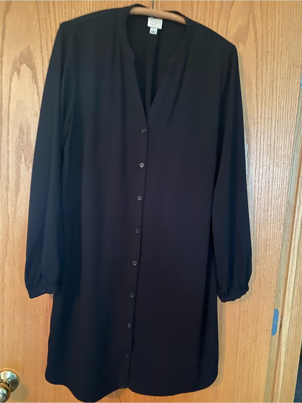 a new day Black Long-Sleeve Button-Front Tunic Dress